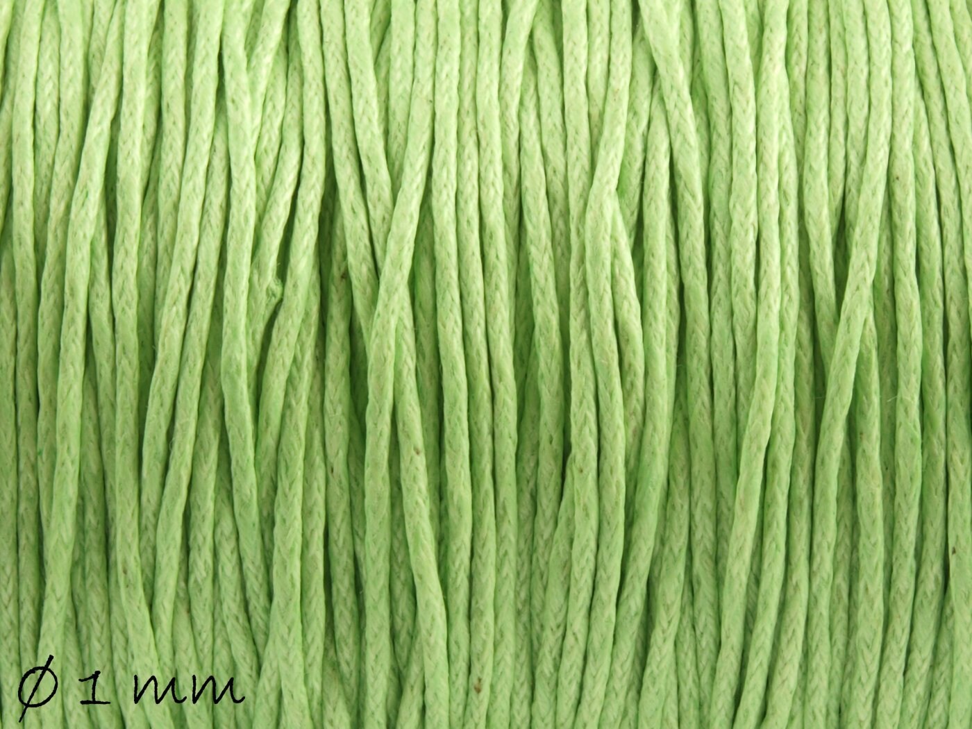 0,30EUR/m - 5 m Wachsband, Baumwollschnur, hellgrün, Ø 1 mm