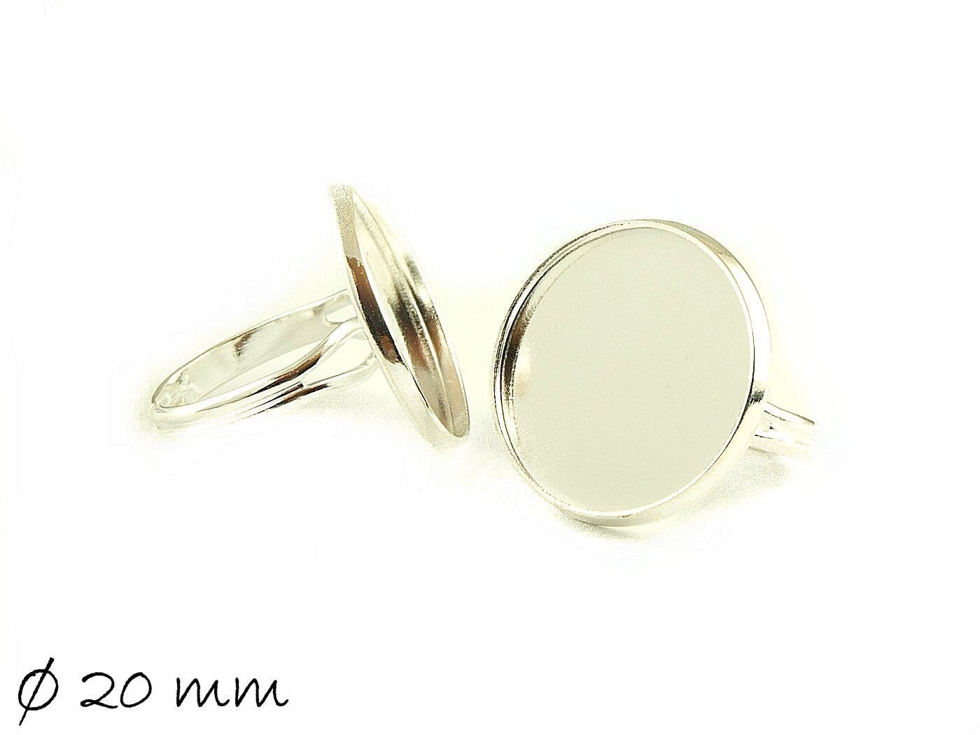 2 Stück Ring Rohlinge in silber, 20 mm Cabochonfassung