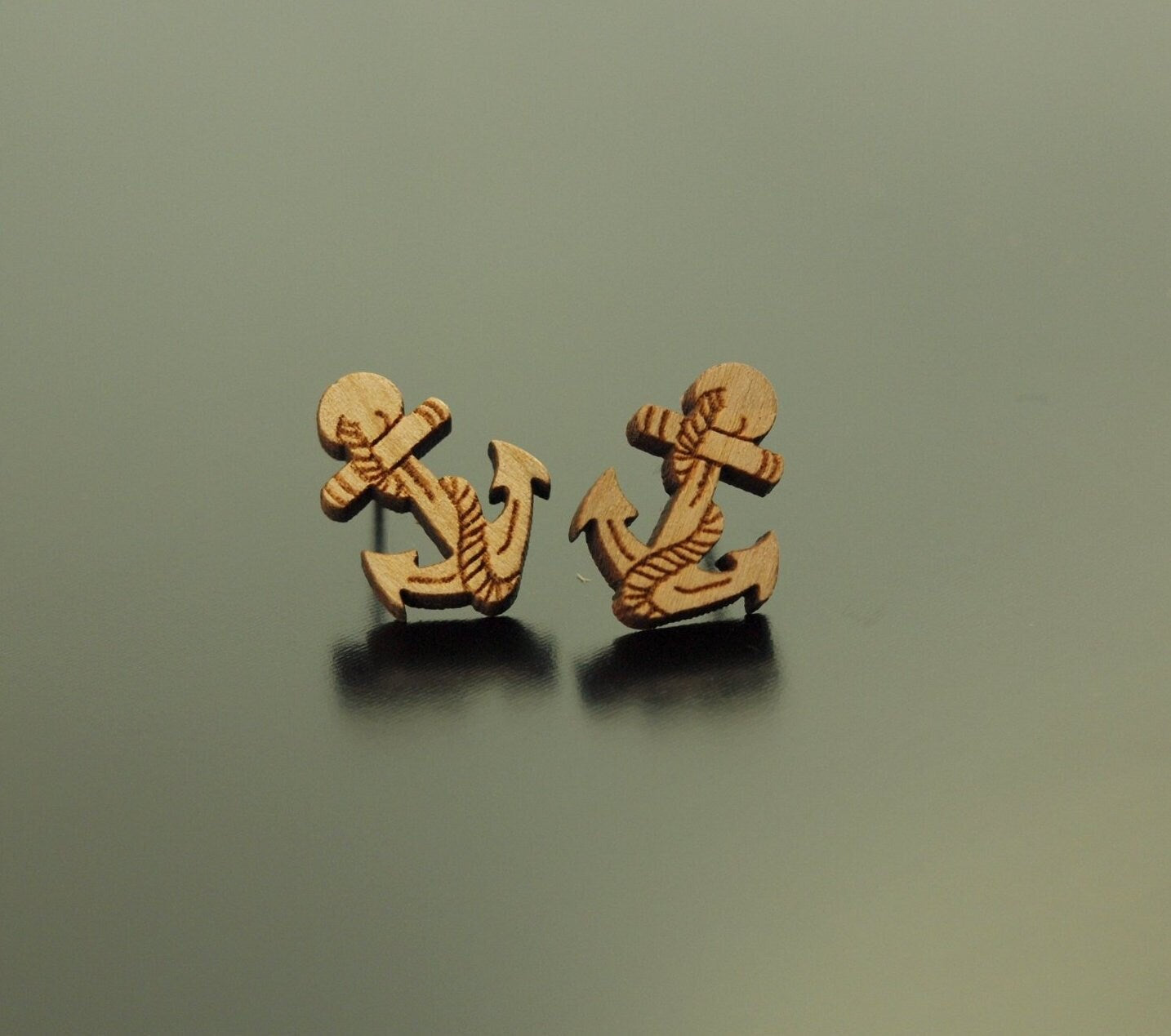 Ohrstecker Anker Boot Holz Ohrringe Meer See maritim Stecker