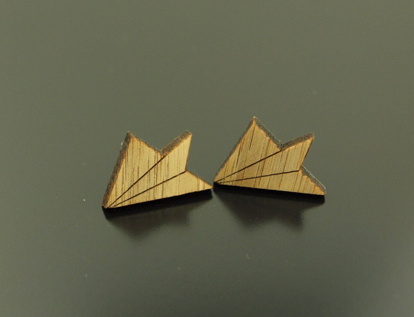 Ohrstecker Papierflieger Flugzeug Holz Ohrringe Stecker