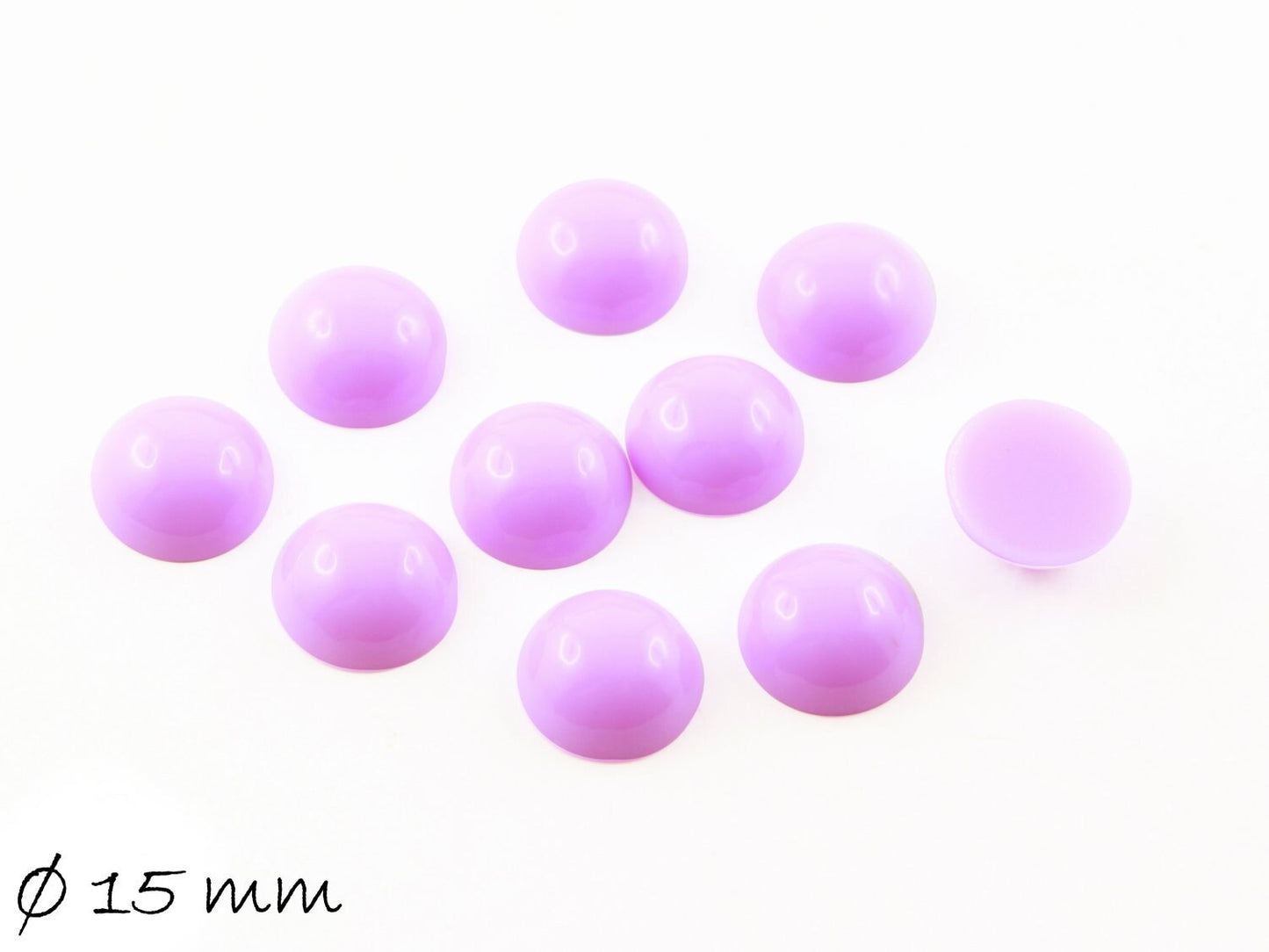 10 runde Resin Cabochons, Flieder, lila Ø 15 mm
