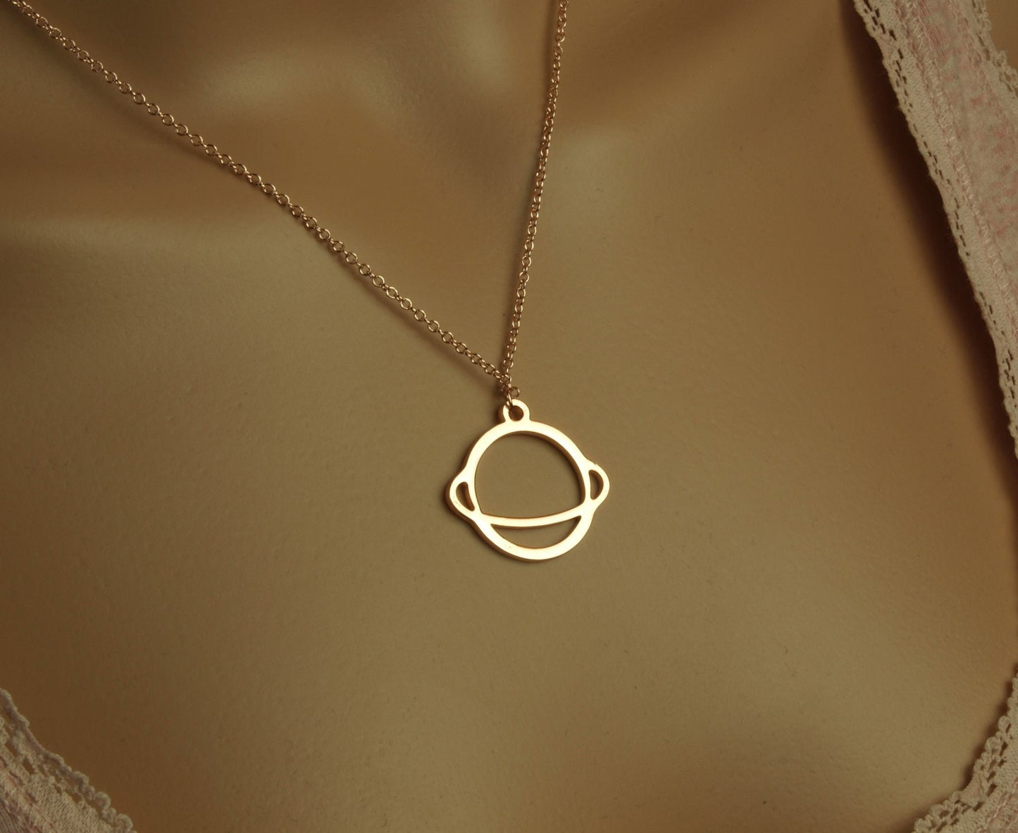 Kette Planet Himmelskörper Stern Anhänger rosé gold