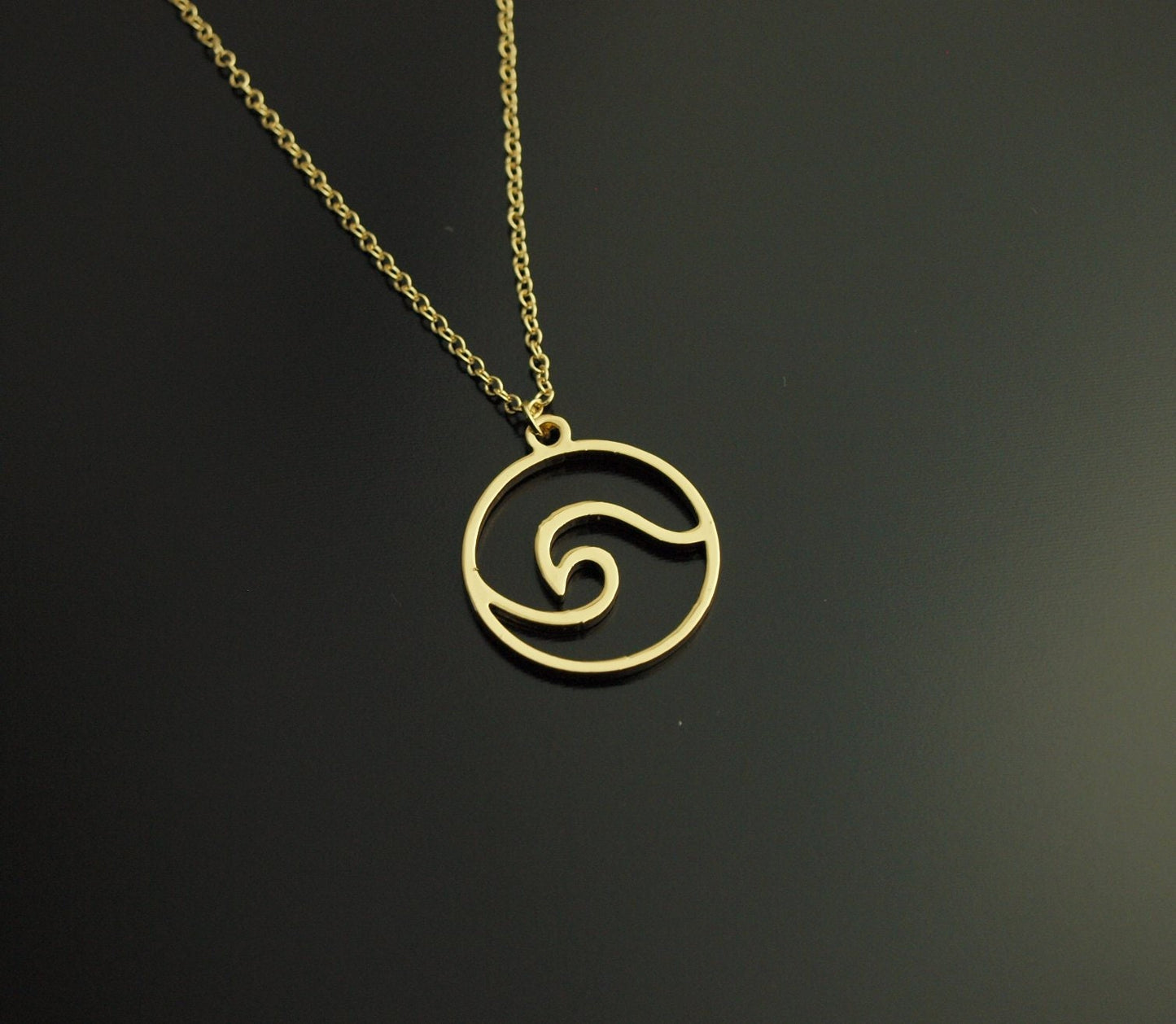 Kette Welle Wasser Anhänger golden