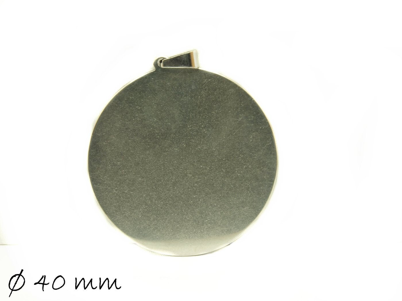 2 Stück Massive Anhänger mit Fassung für Cabochons, Edelstahl, Silber, 40 mm