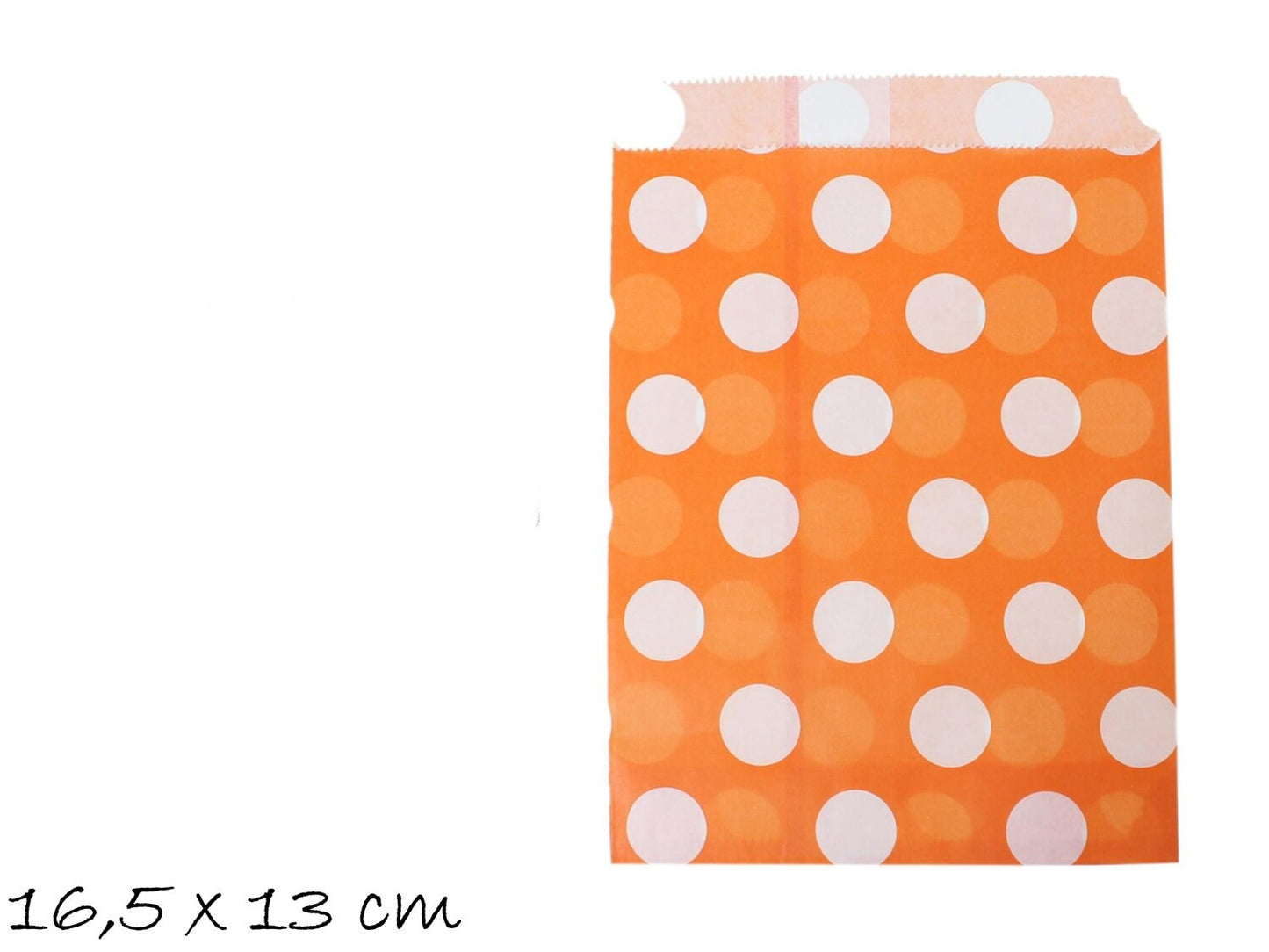 10 Papiertüten orange weiß gepunktet 13 x 16,5 cm