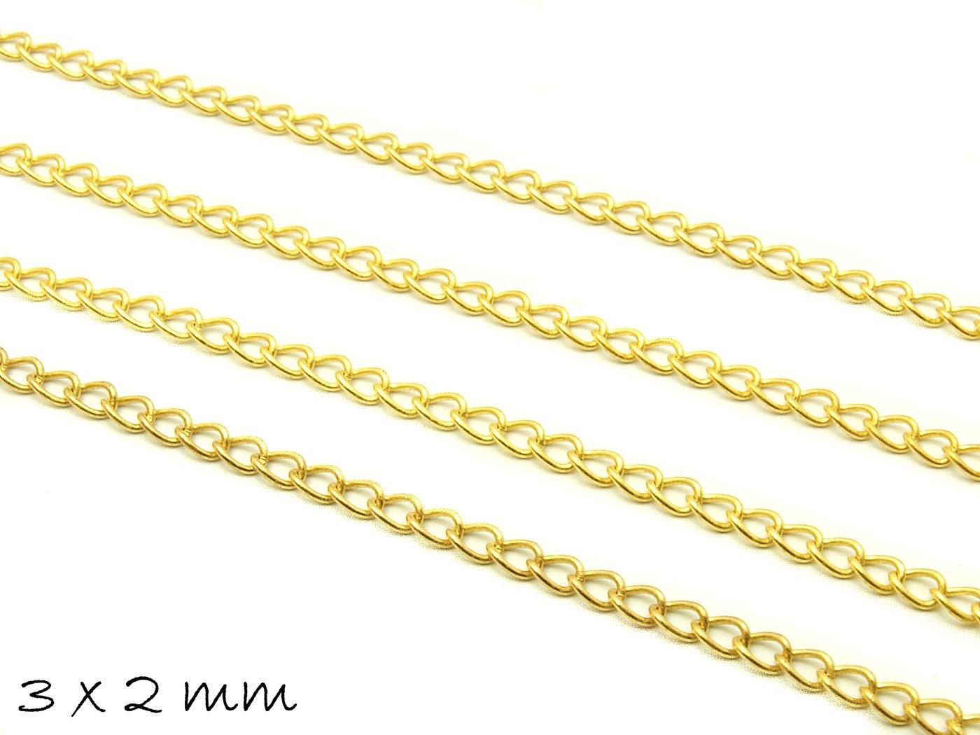 0,90EUR/m - 5 m Ankerkette Gliederkette gold 3 x 2 mm Kette