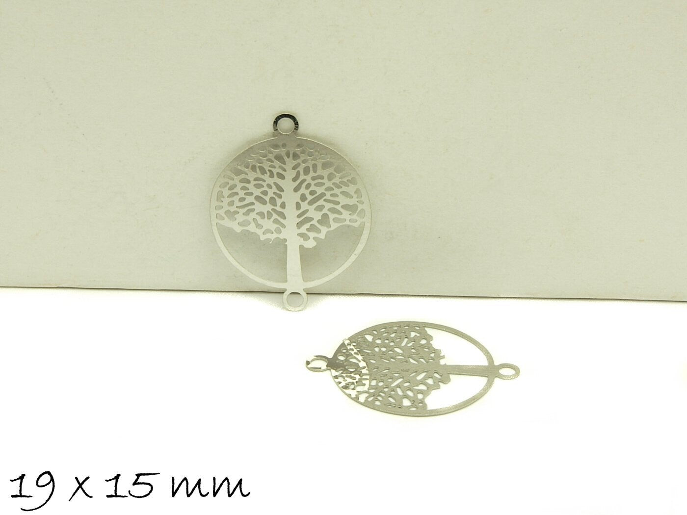 6 Stück Filigrane Verbinder "Lebensbaum" aus Edelstahl, silber, 19 x 15 mm