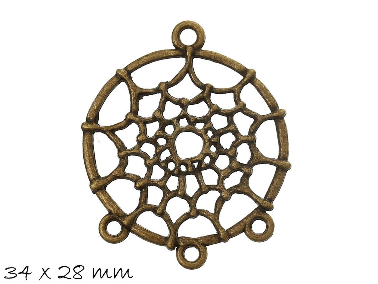 5 Stück Anhänger Traumfänger bronze 34 x 28 mm