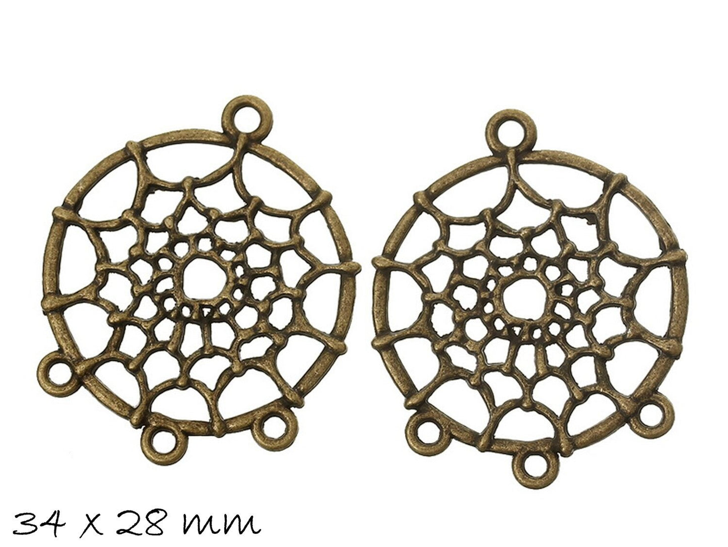 5 Stück Anhänger Traumfänger bronze 34 x 28 mm