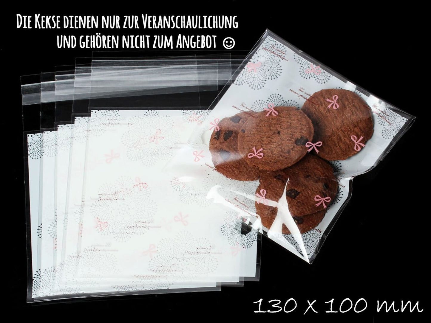 20 Folientüten "Un Cadeau", schließbar 10 x 10 cm