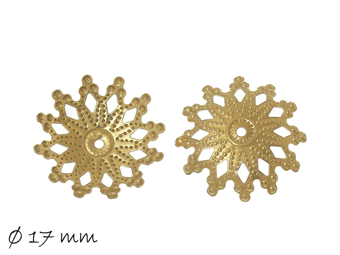 10 Stück Perlenkappen, Stern, gold, Ø 17 mm
