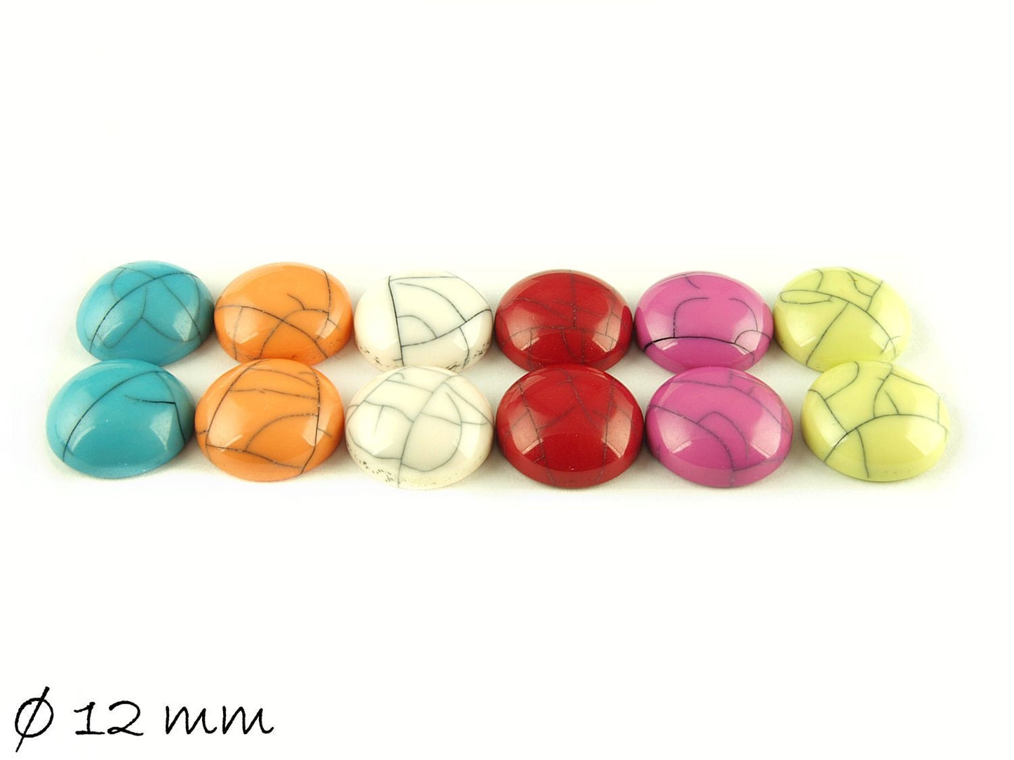 12 Stück runde Resin Cabochons 11,5 - 12 mm Mix 2