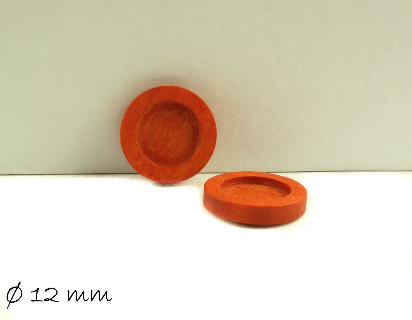 2 Stück Anhänger mit Fassungen für Cabochons aus Holz, 12 mm, braun