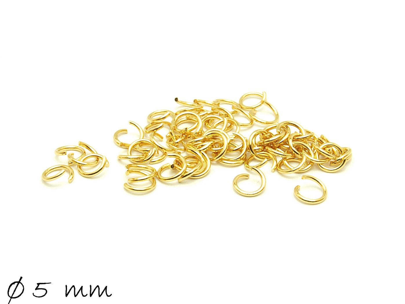50 Stück Biegeringe (Spaltringe), Edelstahl - gold, Ø 5 mm