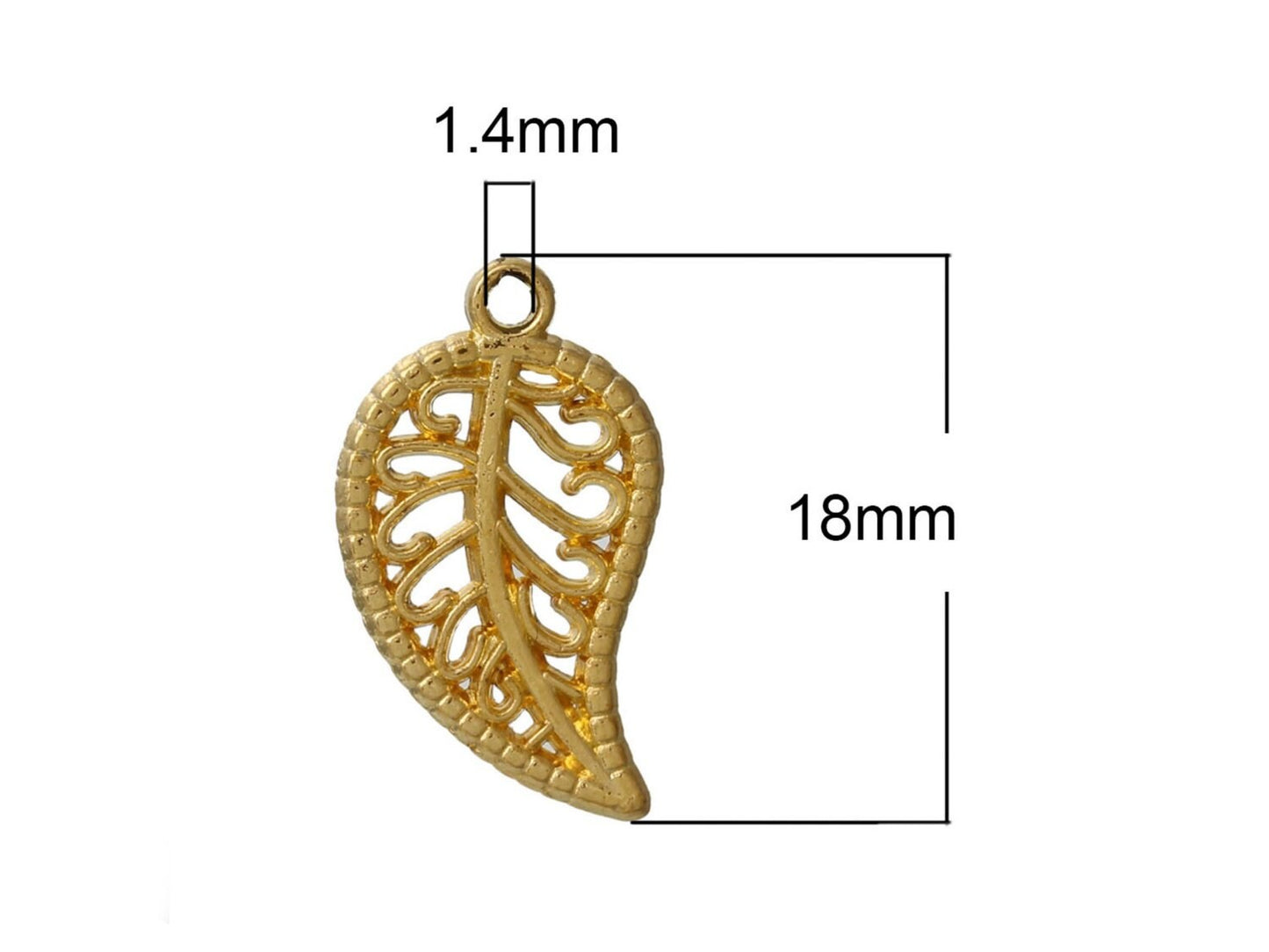 6 Stück Anhänger Blätter in gold 18 x 11 mm