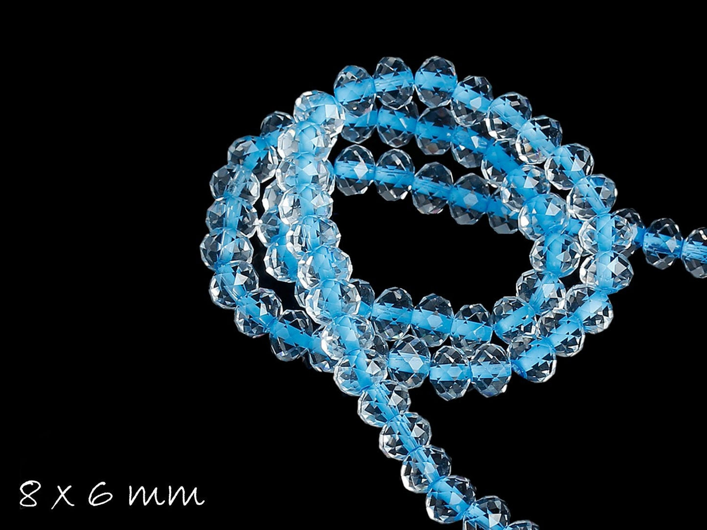 10 Stück Glassschliffperlen, facettiert, blau, 8 x 6 mm