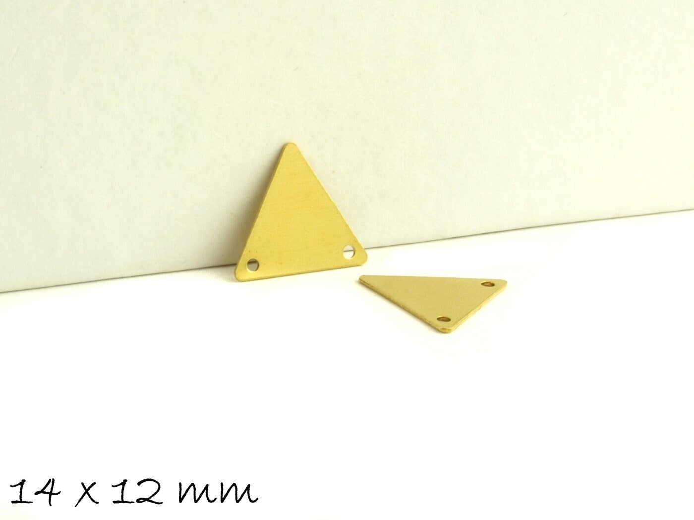 6 Stück Anhänger/Verbinder Stempel Dreieck Messing gold 14 x 12 mm