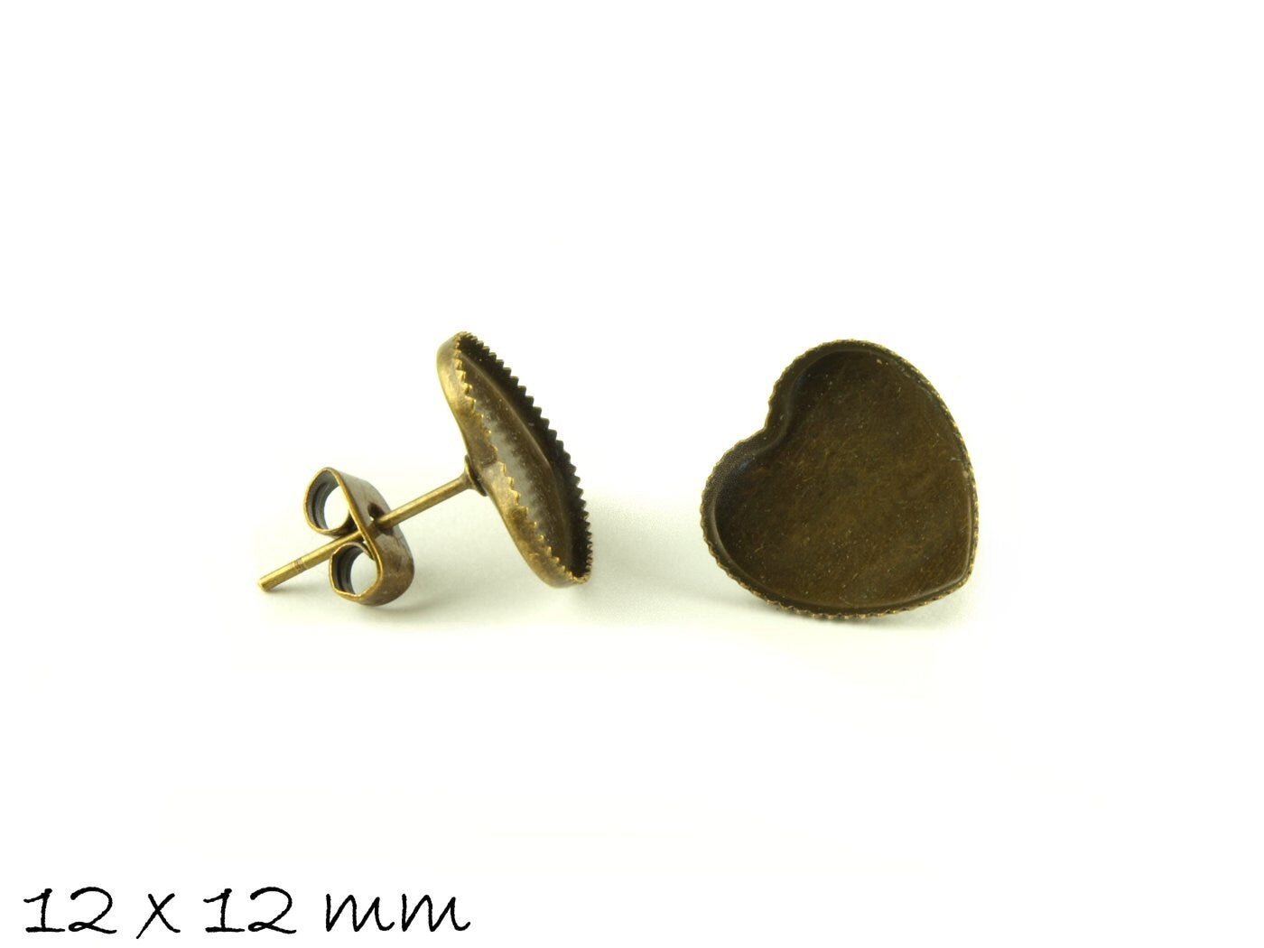 10 Stück Ohrstecker Herz Ø 12 x 12 mm in bronze