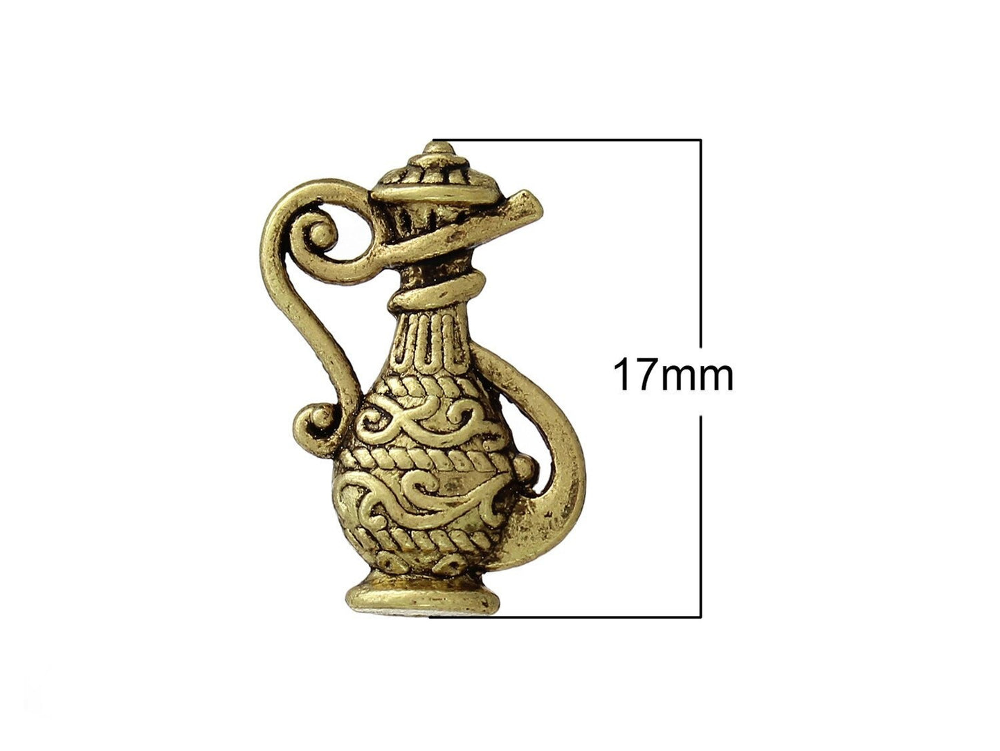 6 Stück Anhänger Wunderlampe, Kanne, Krug, in gold, 17 x 12 mm