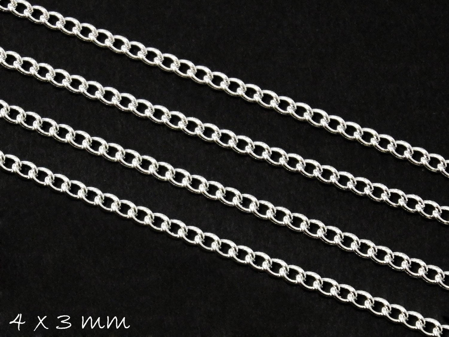 0,96EUR/m - 5 m Gliederkette silbern, 4 x 3 mm