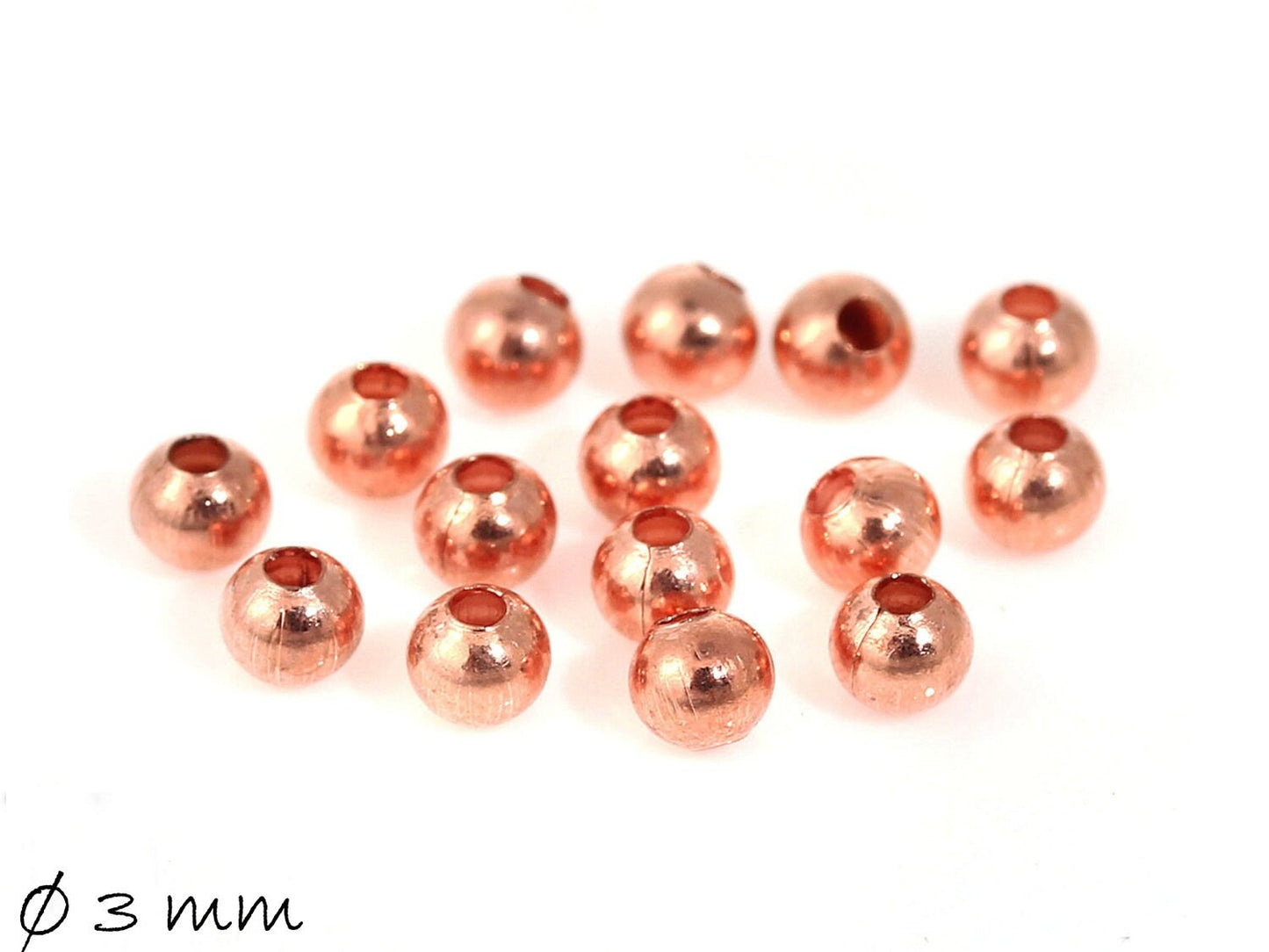 20 Stück Spacer Perlen Kugel Ø 3 mm rosegold