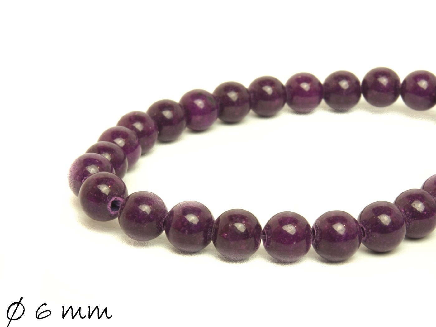 20 Stück Edelstein Perlen, Mashan Jade, lila, Ø 6 mm