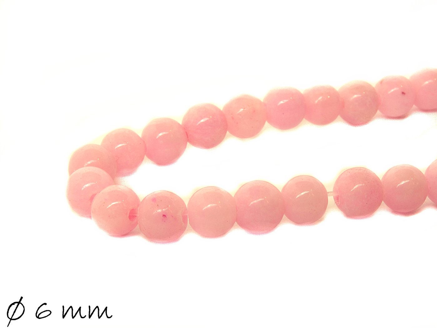 20 Stück Edelstein Perlen, Mashan Jade, rosa, Ø 6 mm