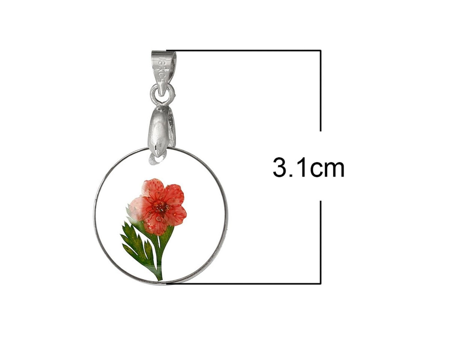 1 Stück Anhänger mit echter roter Blüte - Ø 19 mm