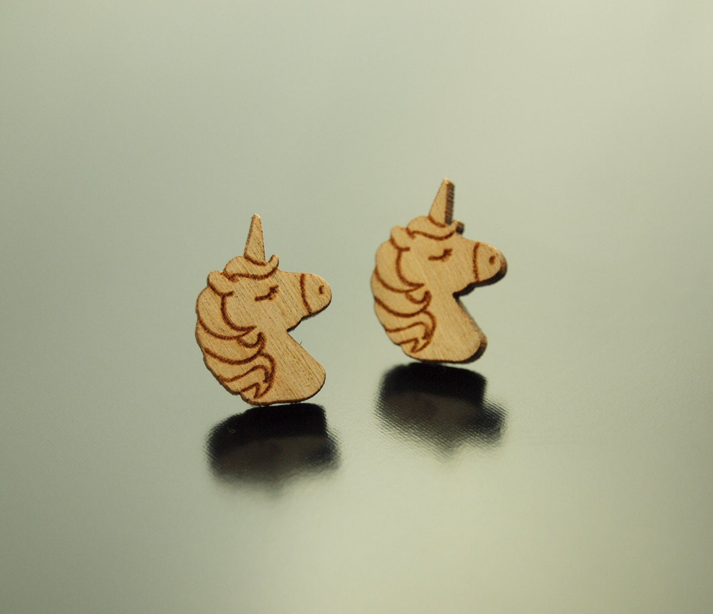 Ohrstecker Einhorn Holz Ohrringe Stecker Unicorn Pferd
