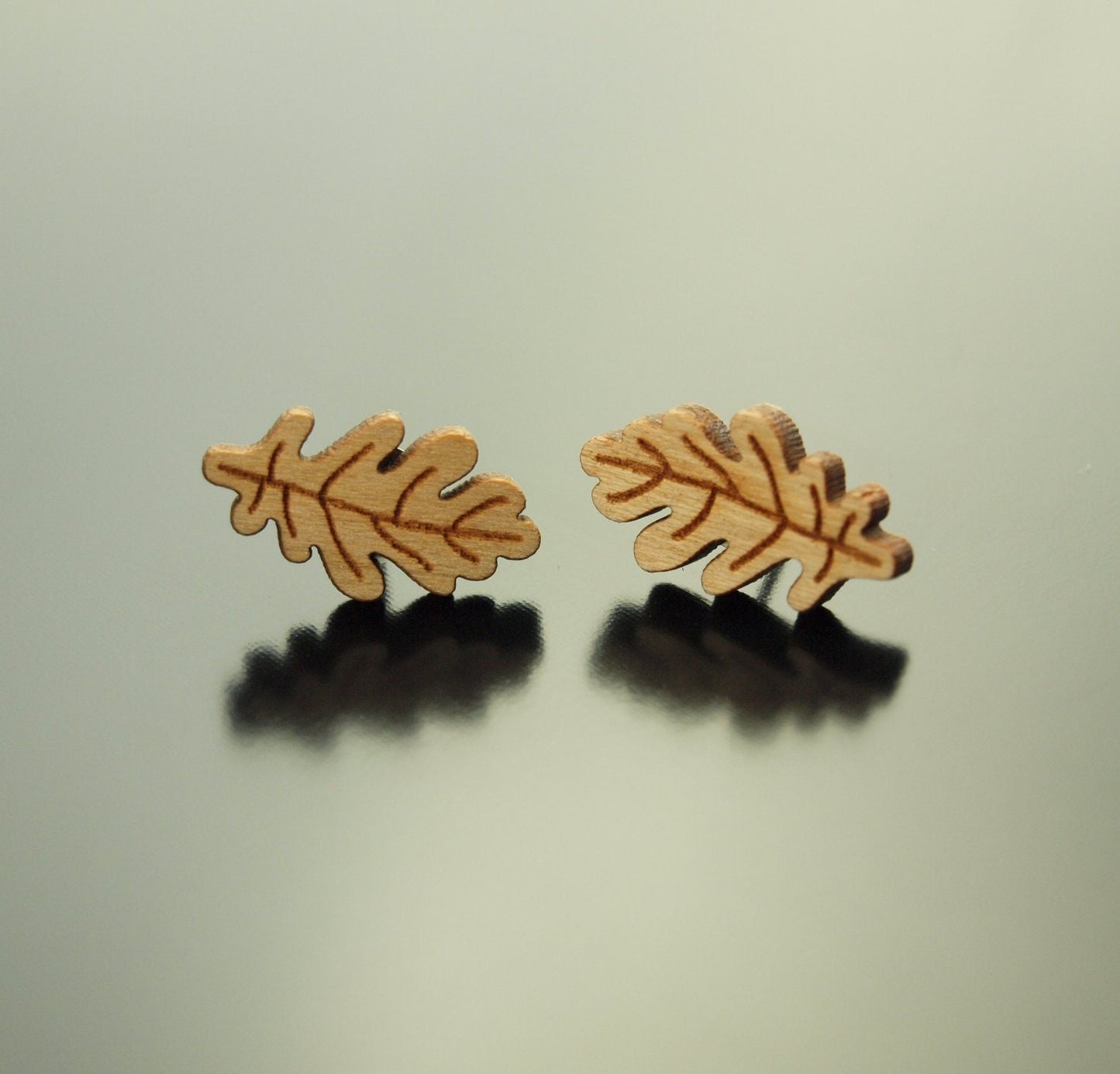 Ohrstecker Eichen Blatt Baum Pflanze Holz Ohrringe Stecker
