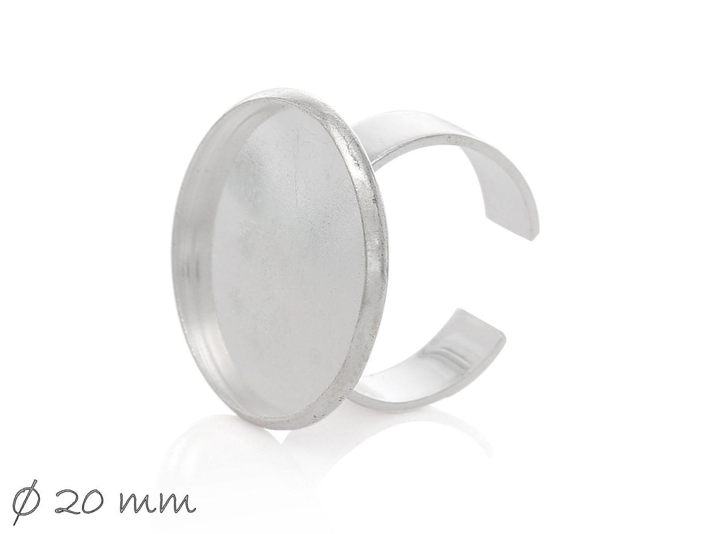 2 Stück Ring Rohlinge, silber, 20 mm Cabochonfassung