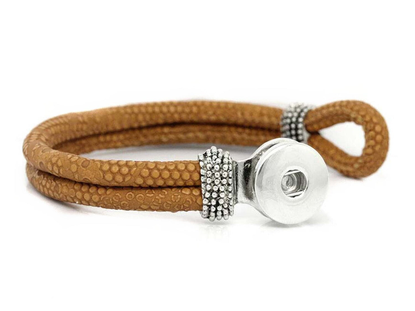 Armband für Druckknöpfe, Wechselschmuck Button, hellbraun