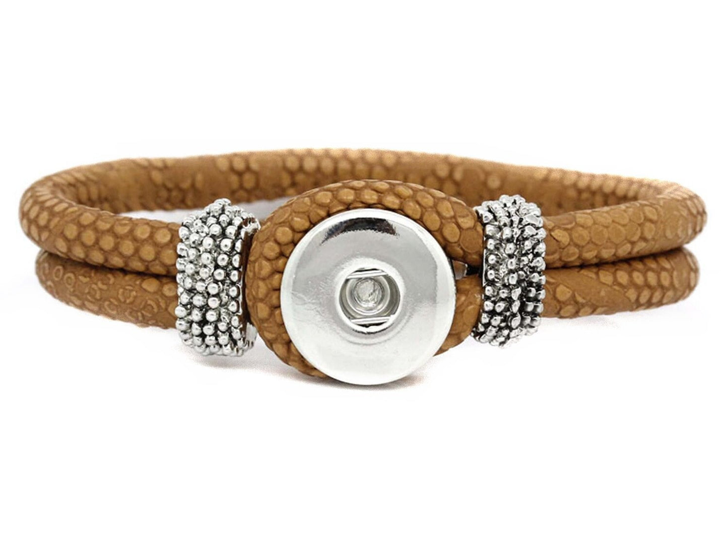 Armband für Druckknöpfe, Wechselschmuck Button, hellbraun