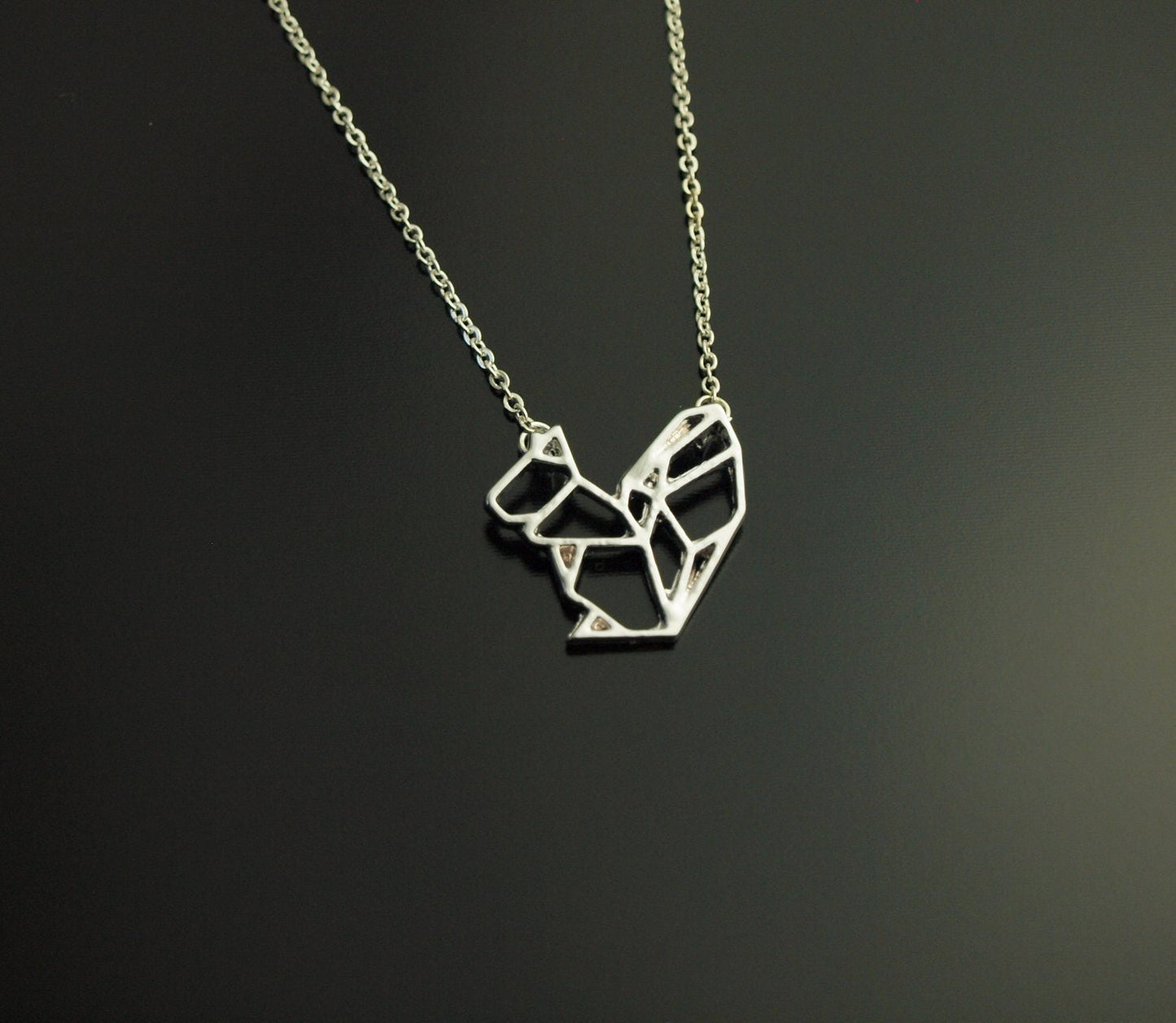 Kette Eichhörnchen Anhänger silbern Origami