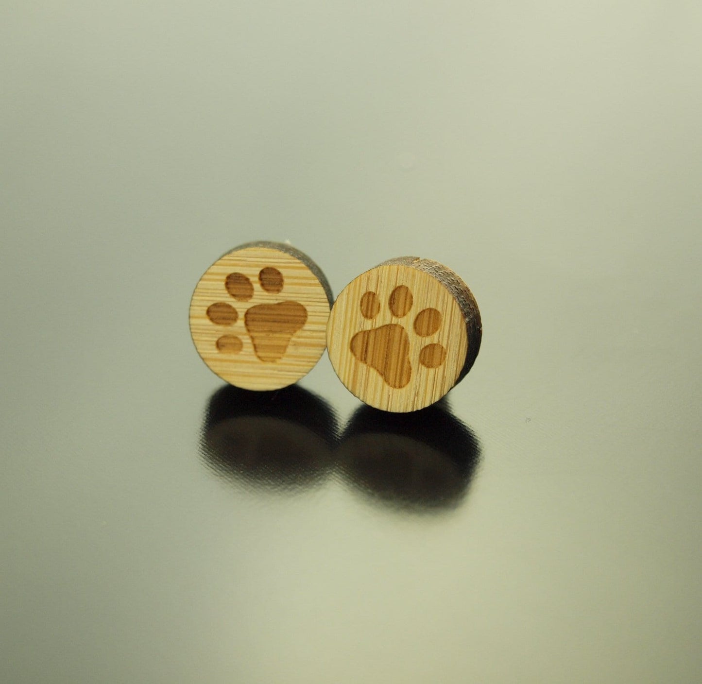 Ohrstecker Pfote Abdruck Hund Wolf Holz Ohrringe