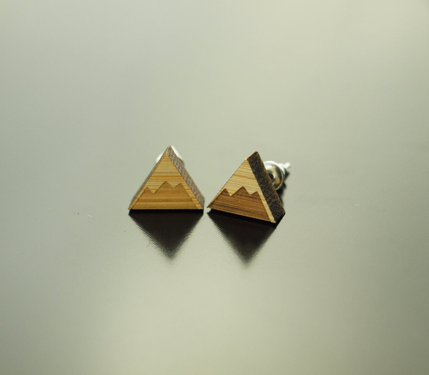 Ohrstecker Berge Landschaft Schnee Holz Ohrringe Stecker