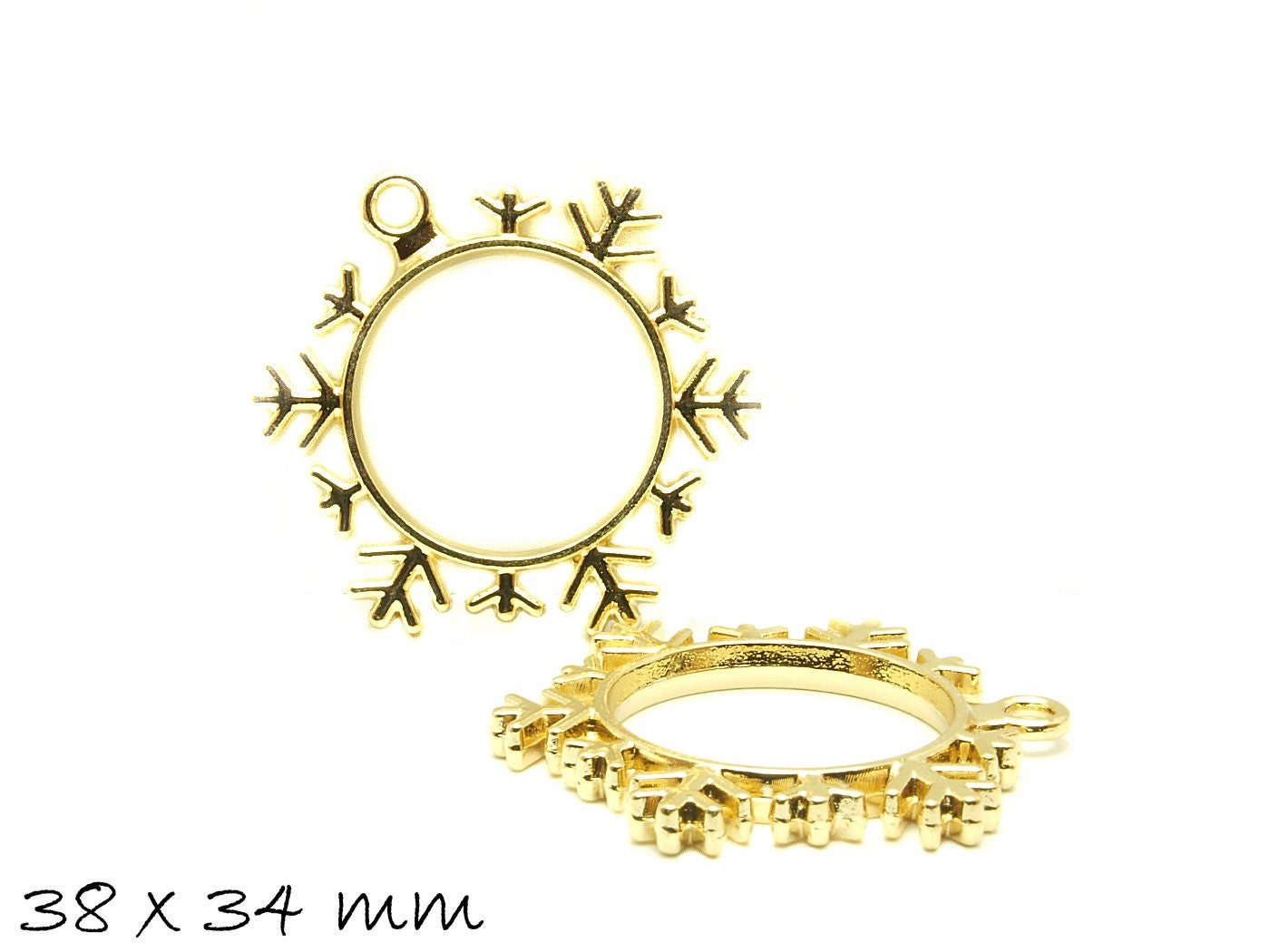 2 Stück Anhänger, Gussform für Ice Resin in gold, Schneeflocke
