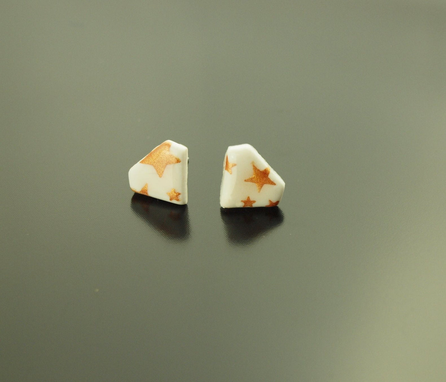 Ohrstecker Sterne Muster Diamant Himmel weiß gold Polymer Clay Fimo Ohrringe Stecker