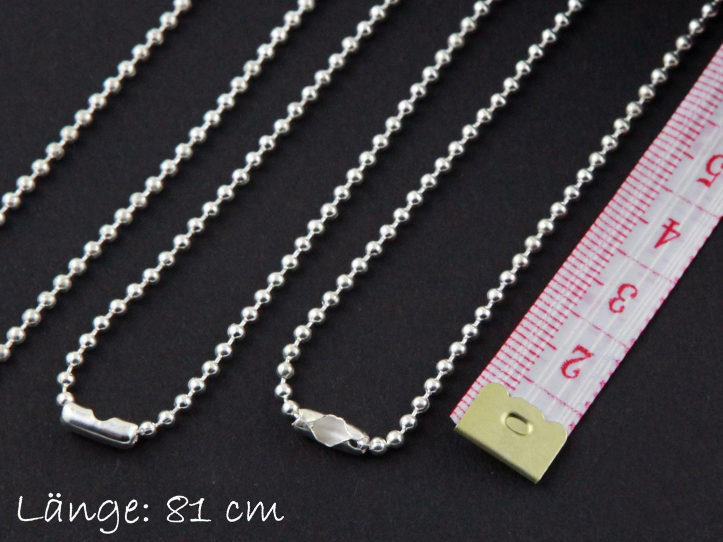 1 Stück Fertige Kugelkette silber Ø 2 mm, 81 cm lang