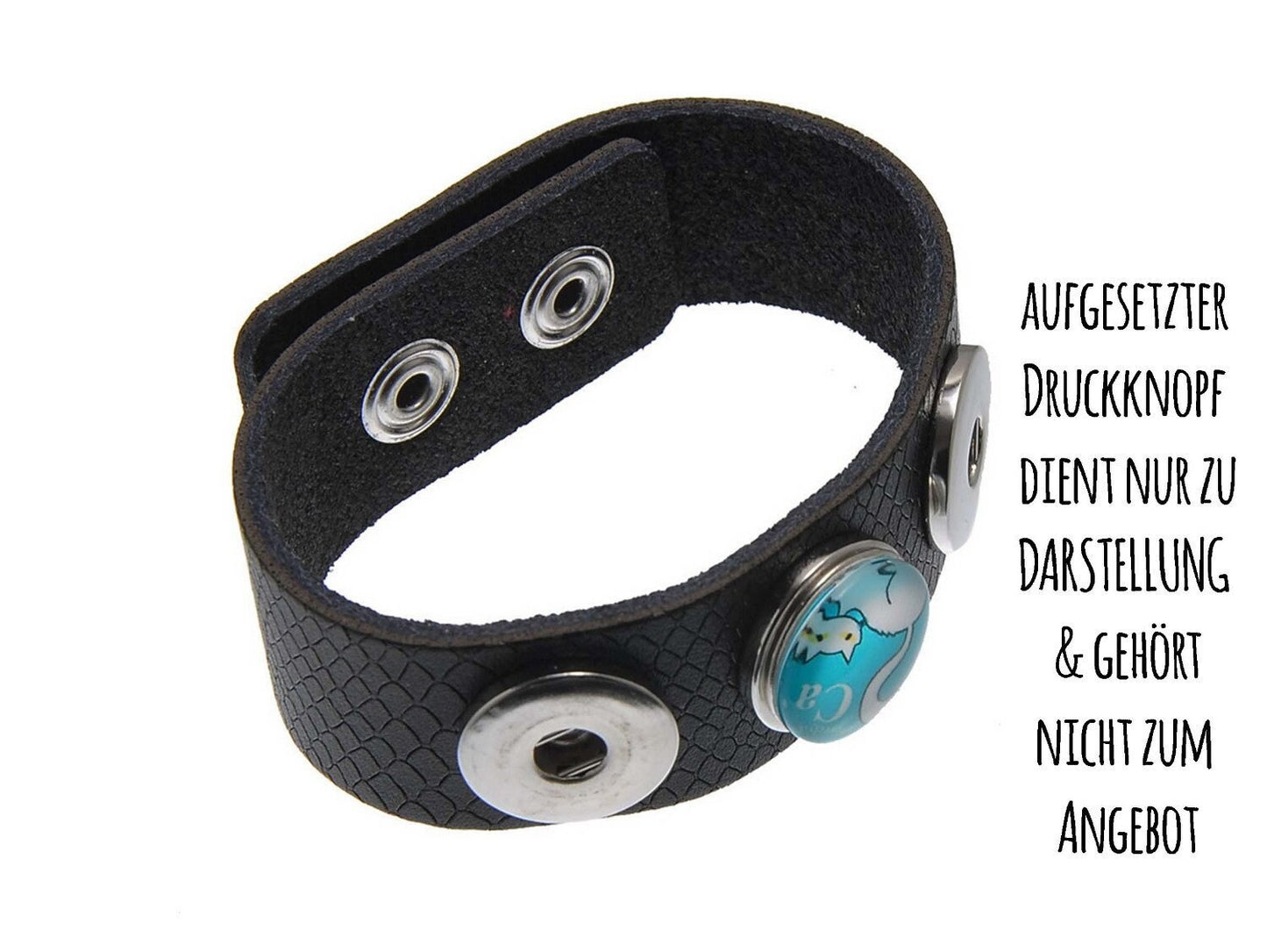 Armband für Druckknöpfe, Wechselschmuck Button, schwarz 3