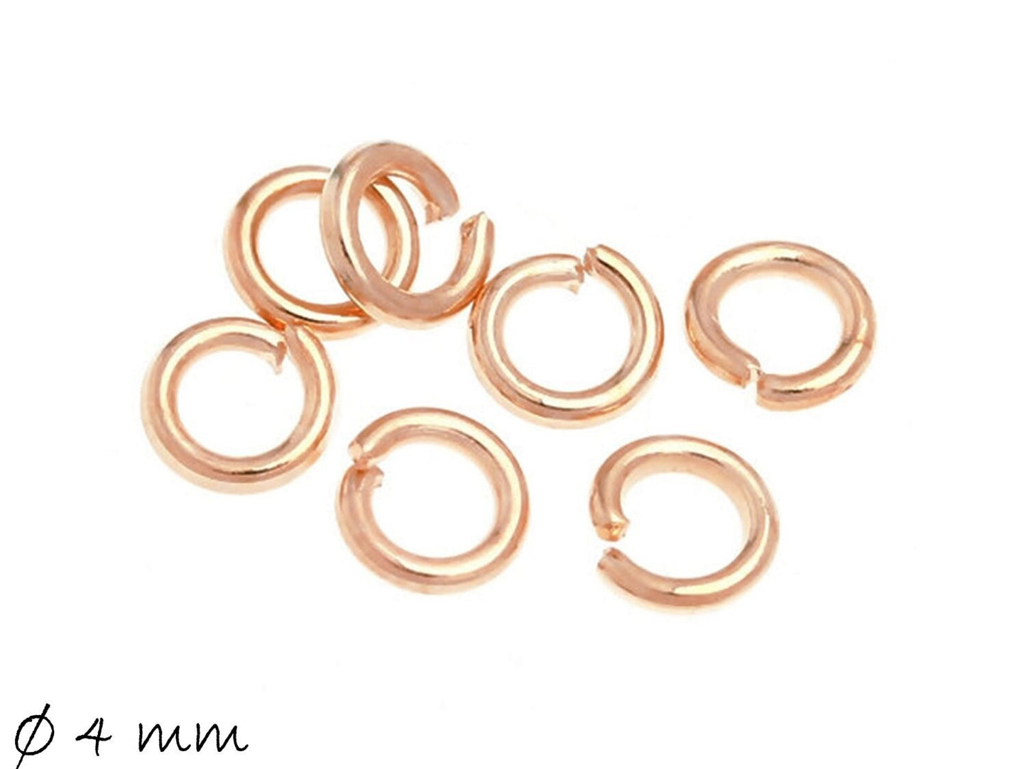 100 Stück Biegeringe (Spaltringe), rose gold, 4 mm