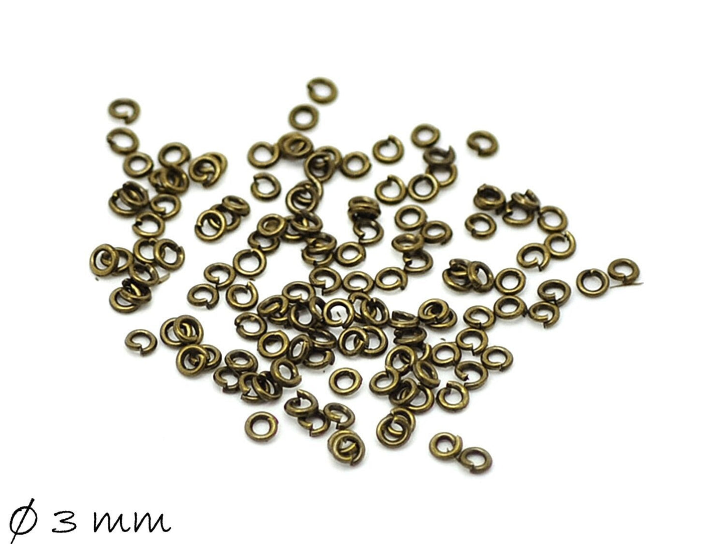 100 Stück Biegeringe (Spaltringe), bronze, 3 mm