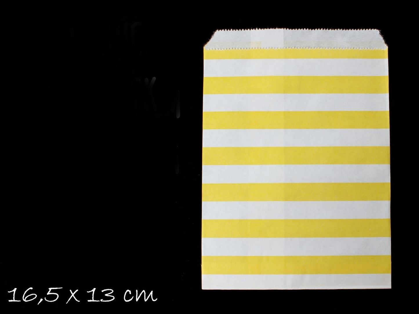 10 Papiertüten gelb weiß Streifen 13 x 16,5 cm