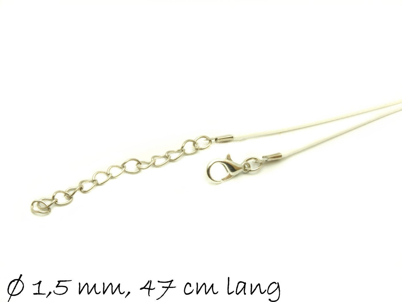 1 Stück Wachsbandkette, 47 cm lang, Ø 1,5 mm, weiß