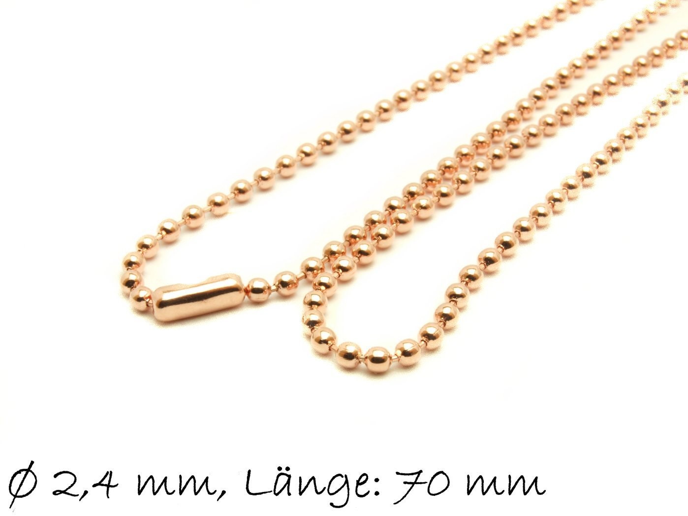 1 Stück Fertige Kugelkette rosegold Ø 2,4 mm, 70 cm lang