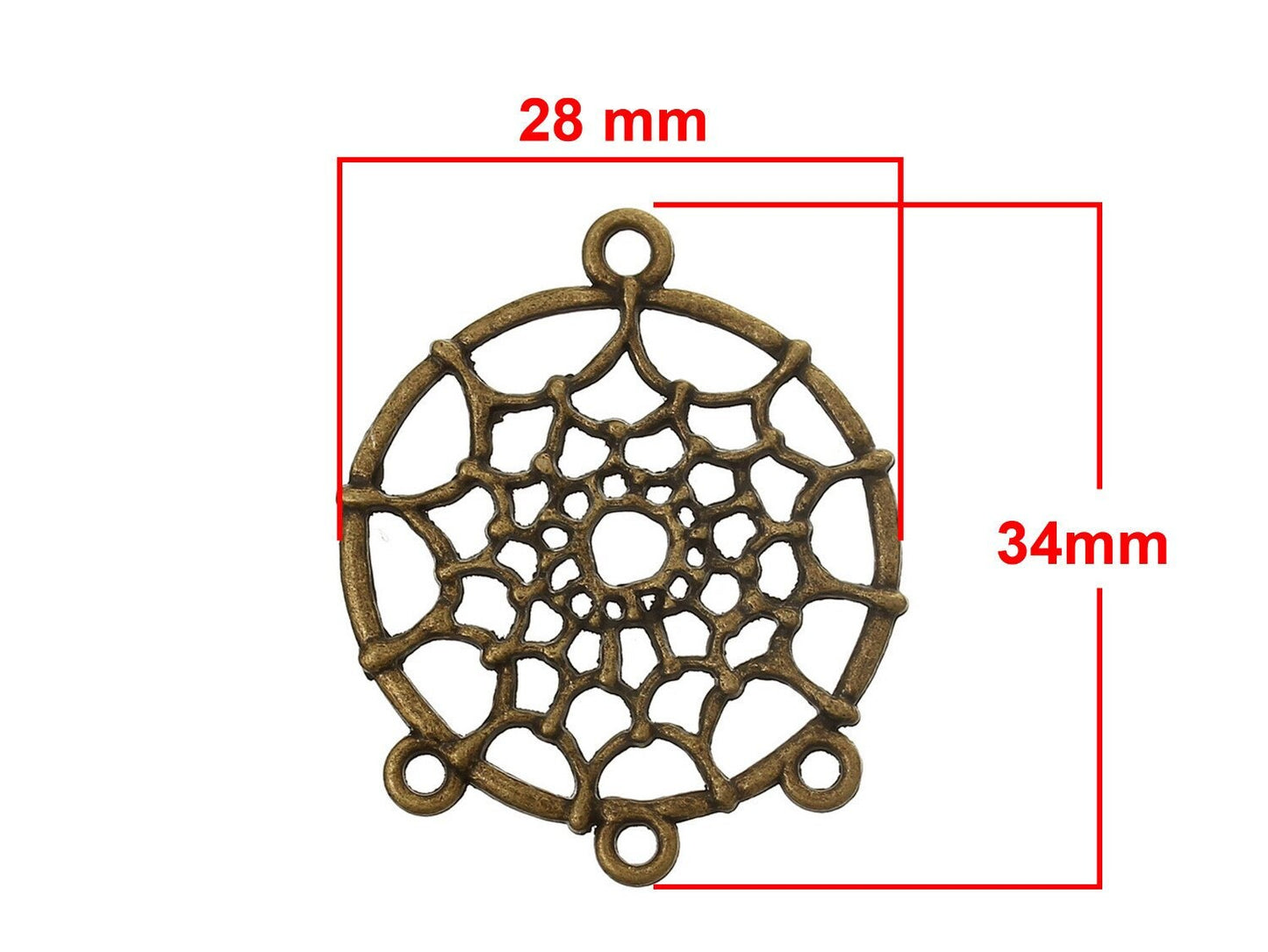 5 Stück Anhänger Traumfänger bronze 34 x 28 mm