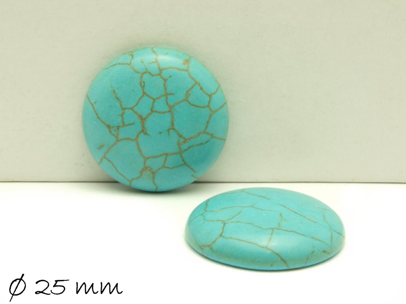 1 Stück Cabochon, Howlith (Türkisimitat), Ø 25 mm