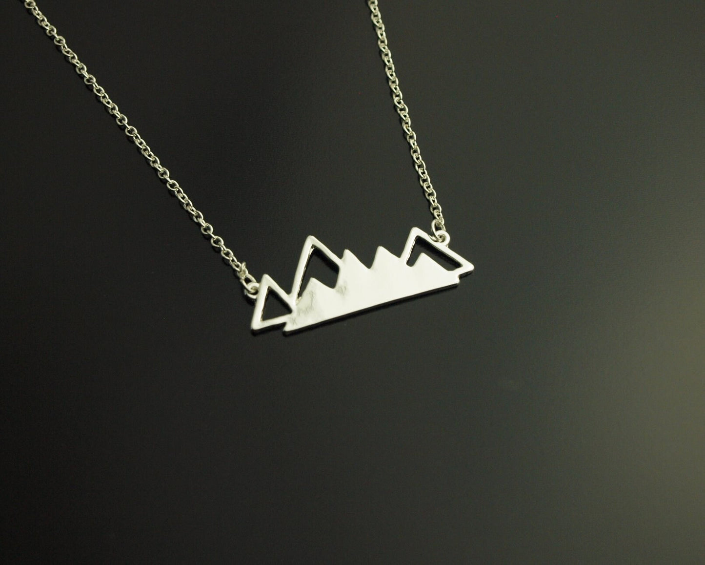 Kette Berge Landschaft Anhänger silbern geometrisch