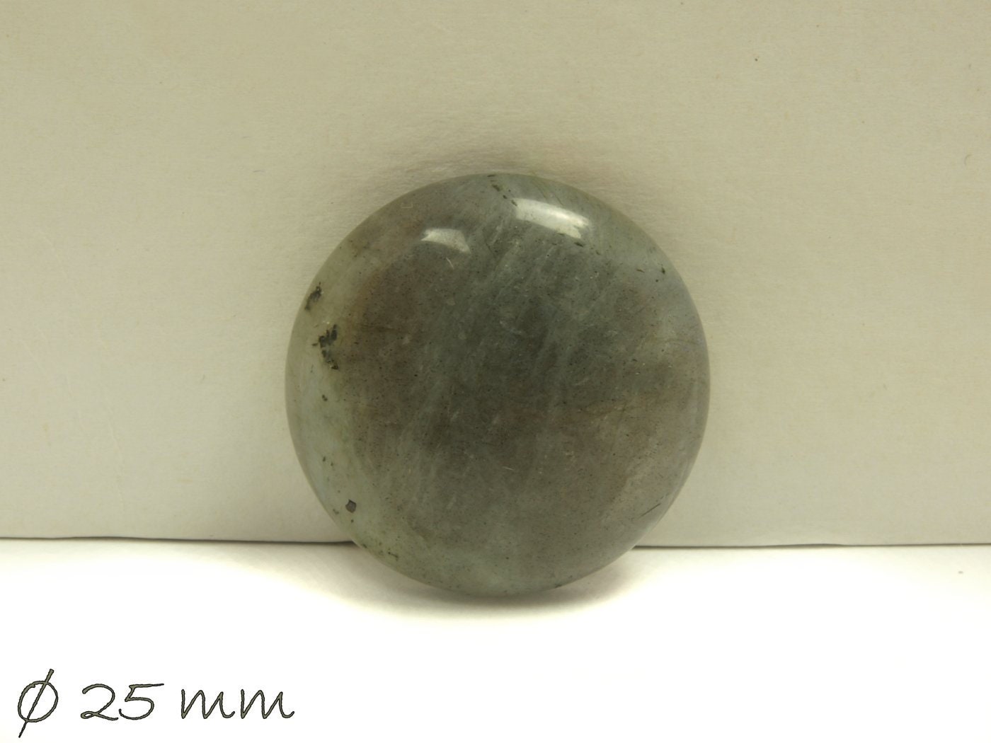 1 Stück Edelstein Cabochon, Labradorit, Ø 25 mm (ohne Glanzschimmer)