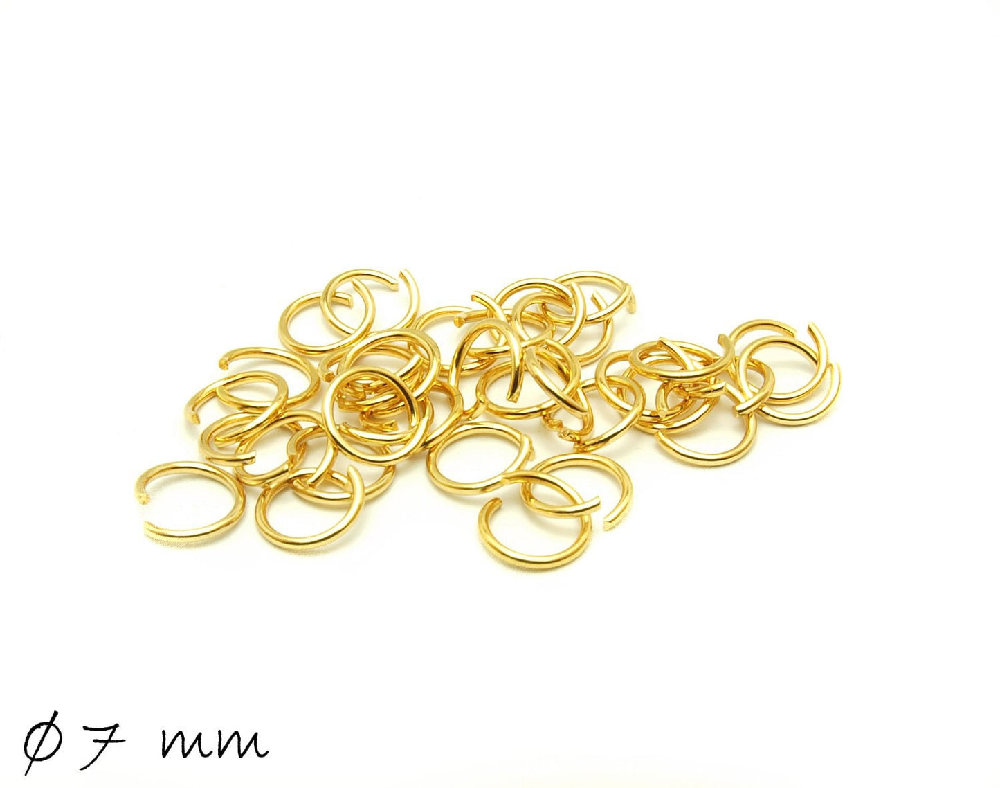 50 Stück Biegeringe (Spaltringe), Edelstahl - gold, Ø 7 mm